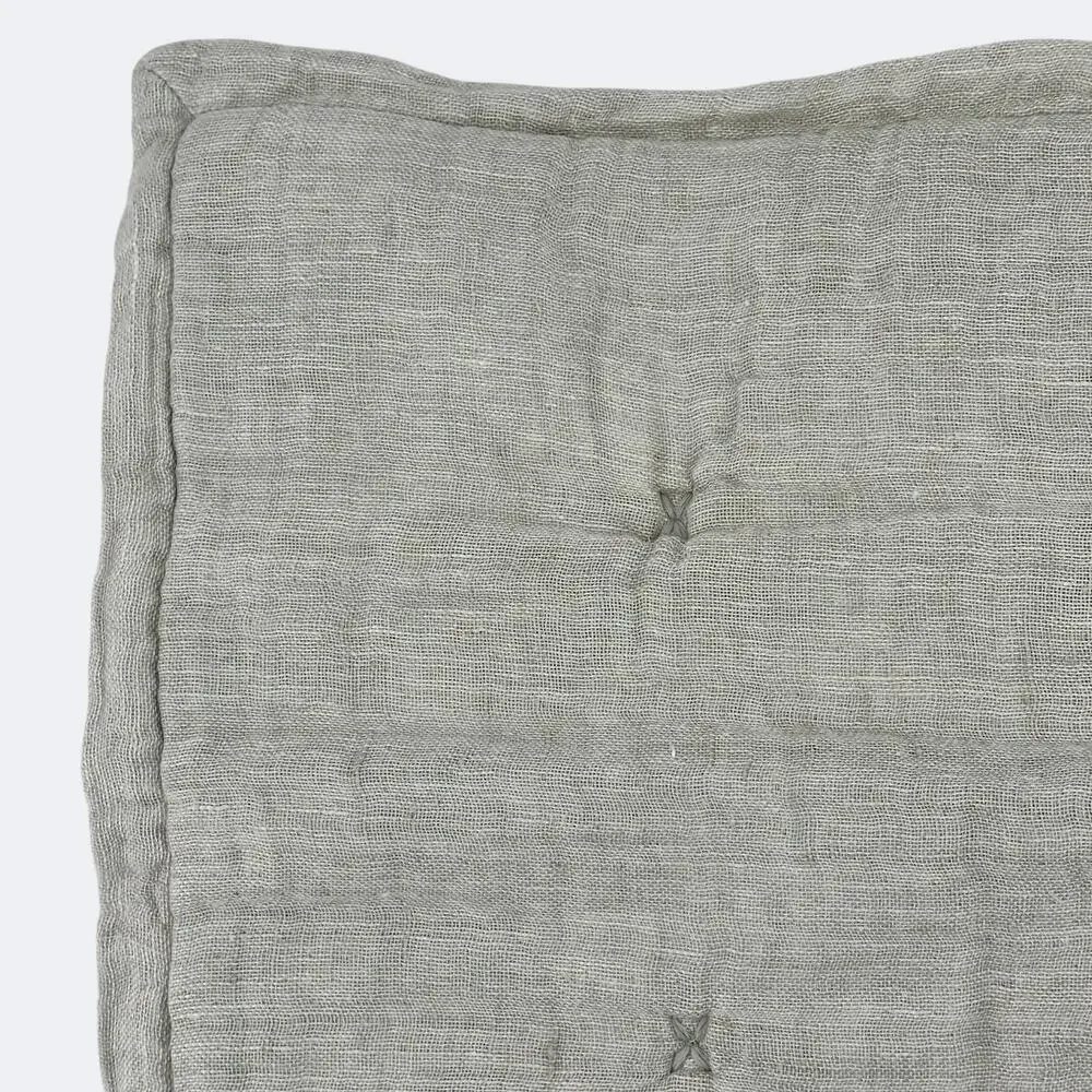 Restoration Hardware Linen Gauze Tufted Sham Mist Gray Lumbar Size 14